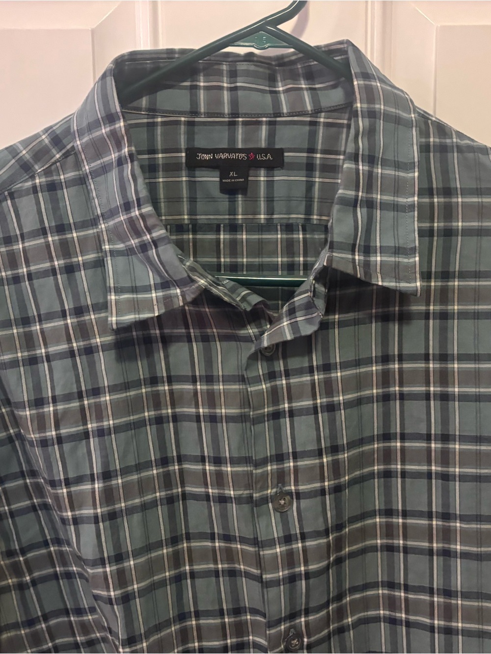 John Varvatos Men’s XL Gray/Blue Button Down Shirt 100% Cotton Long Sleeve - Picture 2 of 8